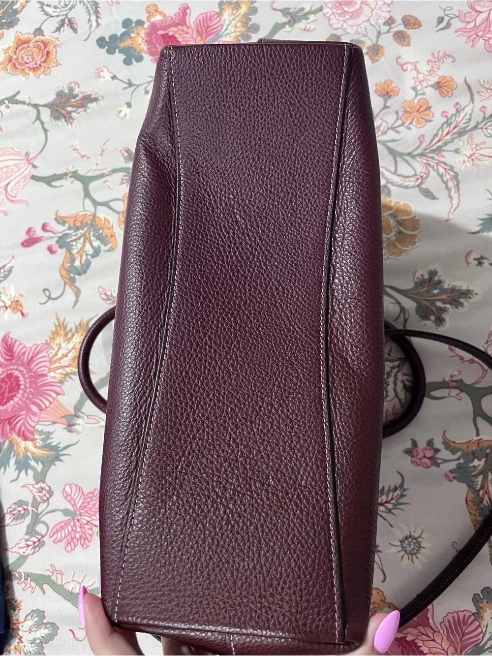 COACH Georgia Pebbled Leather Satchel in Merlot - Picture 4 of 6